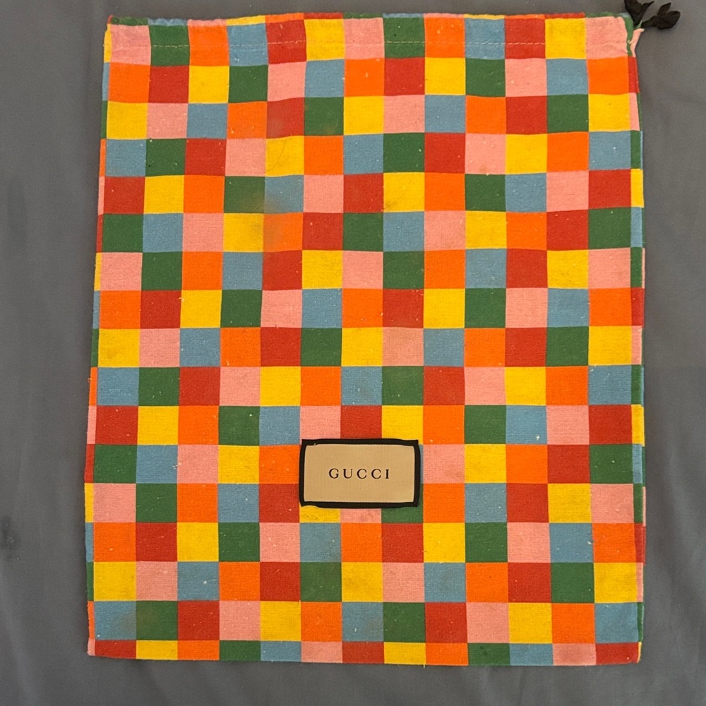 Gucci Multicolor Check Drawstring Bag - Red Pink Yellow Green Blue Orange